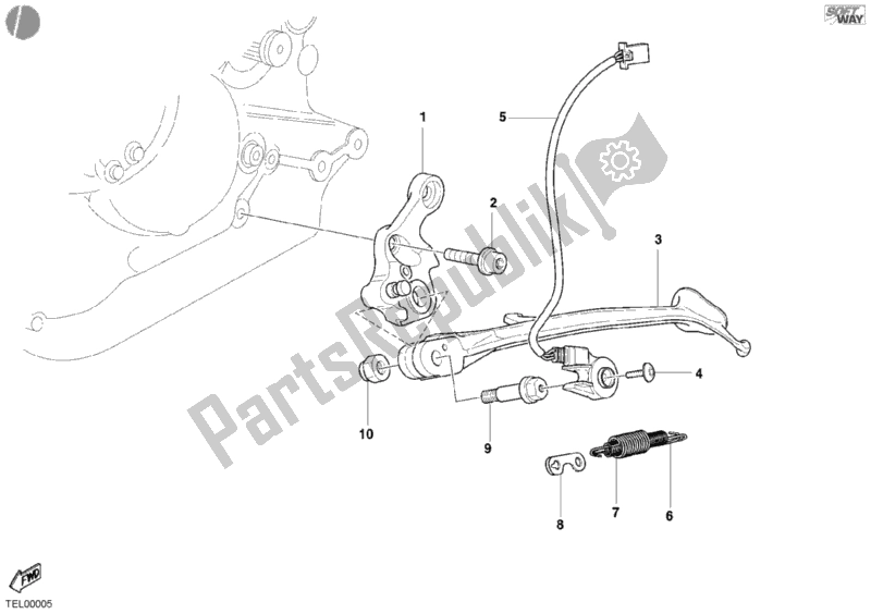 Todas as partes de Suporte Lateral do Ducati Monster 400 Dark JAP 2005